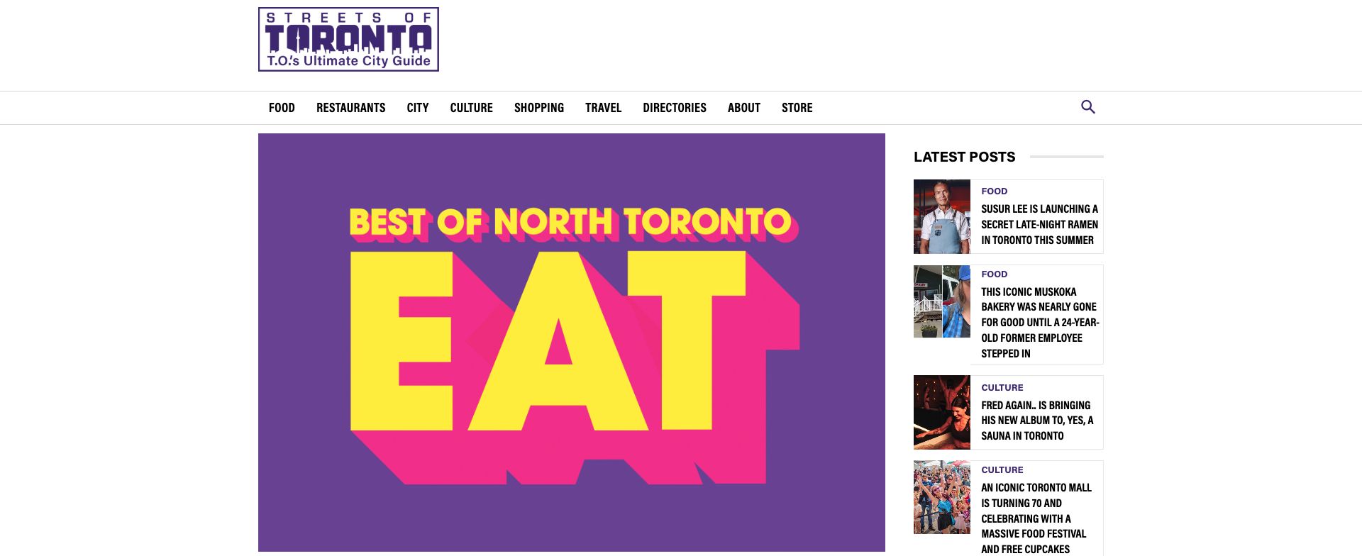 Streets of Toronto 2019 年北多倫多最佳餐飲文章頁面