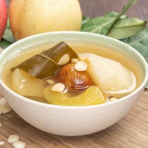 Salted Olives, Pear, Apple, Pork Bone Soup